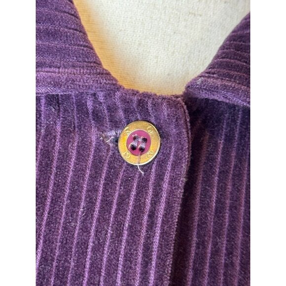St John Sport Purple Ribbed Velour Collared Button Front Jacket Size M - Picture 7 of 10